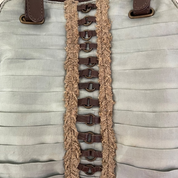 $178! Jasper & Jeera Silk, Leather & Canvas Tote Bag in Pristine Condition - Picture 6 of 13